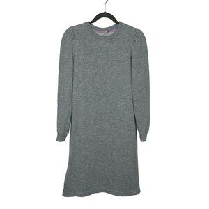 Boden‎ Sweatshirt Dress Size 6L Gray Puff Sleeves Knee Length Crew Neck Preppy